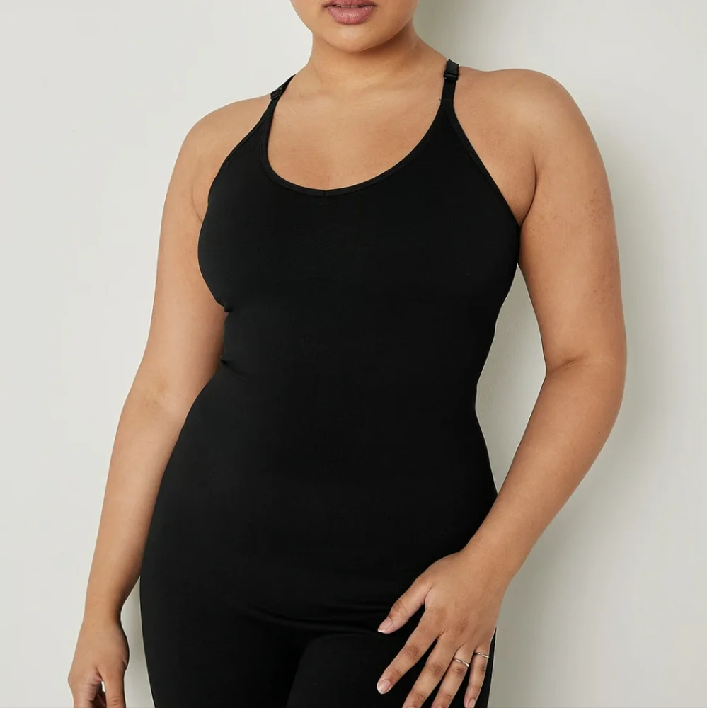 NWT VICTORIAS SECRET PINK SEAMLESS WORKOUT ONSIE BLACK SIZE S